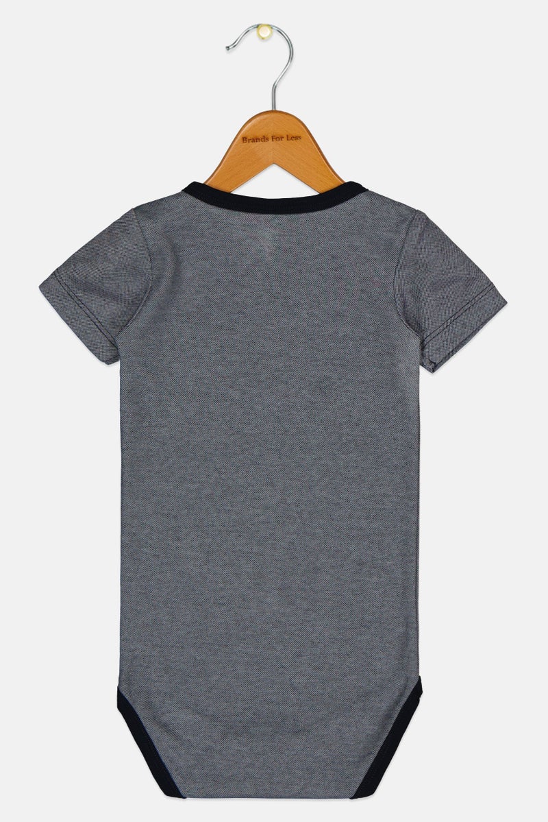 guppy Toddlers Boy Crew Neck Heather Short Sleeve Bodysuit, Dark Sapphire - Image 2